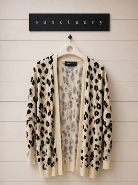 SANCTUARY Leopard Print Open Cardigan – Size L